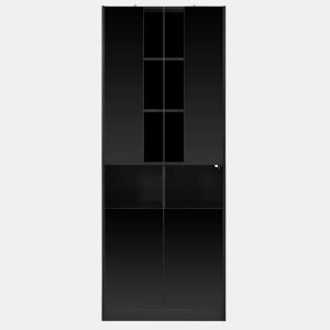 Armário alto com LED de 180 cm - Portas duplas, vitrina acrílica, luz regulável por app, prateleiras ajustáveis - Preto