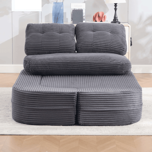 Poltrona-cama 2 em 1 u2014 reclinável com braços ajustáveis, 2 suportes para copos, encosto alto e assento profundo em veludo u2014 Cinza escuro Poltrona-cama 2 em 1 u2014 reclinável com braços ajustáveis, 2 suportes para copos, encosto alto e assento profundo em veludo u2014 Cinza escuro