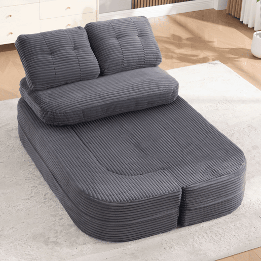 Poltrona-cama 2 em 1 u2014 reclinável com braços ajustáveis, 2 suportes para copos, encosto alto e assento profundo em veludo u2014 Cinza escuro Poltrona-cama 2 em 1 u2014 reclinável com braços ajustáveis, 2 suportes para copos, encosto alto e assento profundo em veludo u2014 Cinza escuro