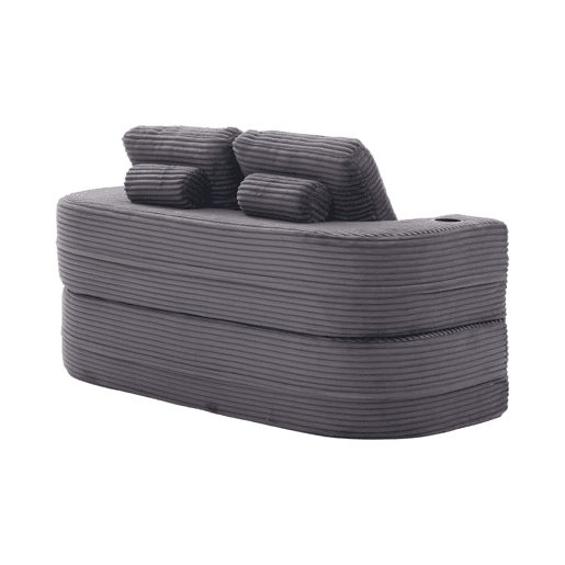 Poltrona-cama 2 em 1 u2014 reclinável com braços ajustáveis, 2 suportes para copos, encosto alto e assento profundo em veludo u2014 Cinza escuro Poltrona-cama 2 em 1 u2014 reclinável com braços ajustáveis, 2 suportes para copos, encosto alto e assento profundo em veludo u2014 Cinza escuro
