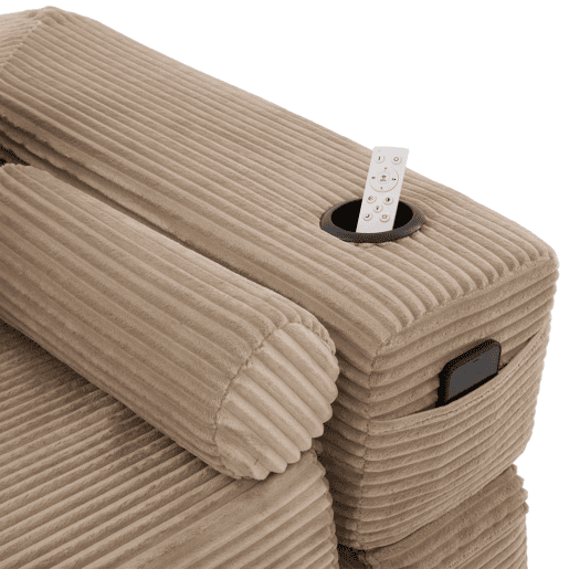 Sofá-cama de 2 lugares u2014 com almofadas Memory, porta-copos, bolsos laterais, espuma de alta densidade e montagem rápida u2014 Cáqui