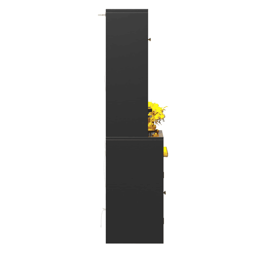 Armário de cozinha de 180 cm u2013 com LED RGB controlável por aplicação, portas de vidro curvas, suporte para garrafas, prateleiras ajustáveis e sistema anti-tombamento u2013 Preto Armário de cozinha de 180 cm u2013 com LED RGB controlável por aplicação, portas de vidro curvas, suporte para garrafas, prateleiras ajustáveis e sistema anti-tombamento u2013 Preto