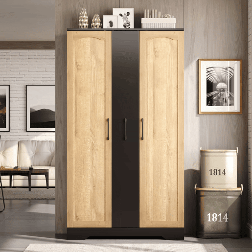Armário de cozinha 150 × 78 × 40 cm u2014 com prateleira para especiarias, porta dupla, gaveta extraível de 4 níveis e prateleiras ajustáveis u2014 preto Armário de cozinha 150 × 78 × 40 cm u2014 com prateleira para especiarias, porta dupla, gaveta extraível de 4 níveis e prateleiras ajustáveis u2014 preto