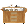 Carrinho de cozinha dobrável de 95 cm u2014 com gavetas em rattan PE, altura ergonómica, com rodas para cozinha, varanda e campismo u2014 Castanho escuro