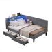 2 en 1, cama con almacenamiento, luces LED, puerto USB 2 en 1, cama con almacenamiento, luces LED, puerto USB Beige