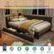 2 en 1, cama con almacenamiento, luces LED, puerto USB 2 en 1, cama con almacenamiento, luces LED, puerto USB Beige
