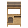 Aparador alto para sala de jantar 100,5 x 40 x 178 cm - arrumação em várias camadas com tomada e portas USB-CUSB-A - madeira