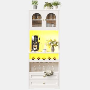 Armário alto 70 x 40 x 180 cm - vitrina com LED e app, suporte para garrafas e porta USB - Branco
