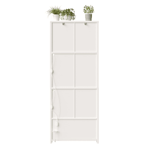 Armário alto 70 x 40 x 180 cm - vitrina com LED e app, suporte para garrafas e porta USB - Branco Armário alto 70 x 40 x 180 cm - vitrina com LED e app, suporte para garrafas e porta USB - Branco