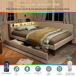 2 en 1, cama para sala de estar, LED, puerto USB 2 en 1, cama para sala de estar, LED, puerto USB Beige