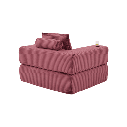 Sofá-cama individual - assento com espuma de alta densidade e molas, bolso lateral, porta-copos e braços com fecho de correr - vermelho vinho Sofá-cama individual - assento com espuma de alta densidade e molas, bolso lateral, porta-copos e braços com fecho de correr - vermelho vinho