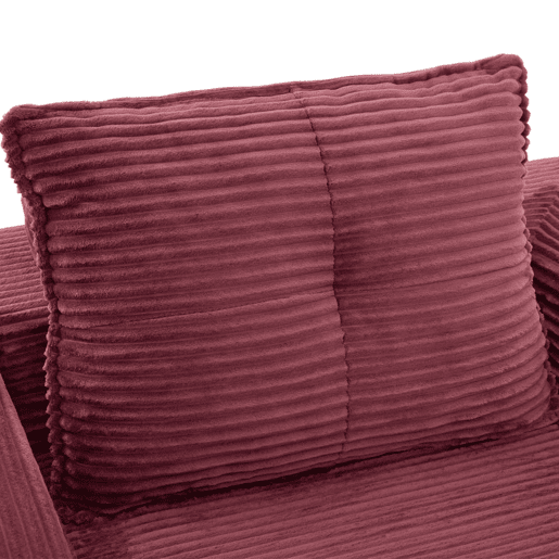 Sofá-cama individual - assento com espuma de alta densidade e molas, bolso lateral, porta-copos e braços com fecho de correr - vermelho vinho Sofá-cama individual - assento com espuma de alta densidade e molas, bolso lateral, porta-copos e braços com fecho de correr - vermelho vinho