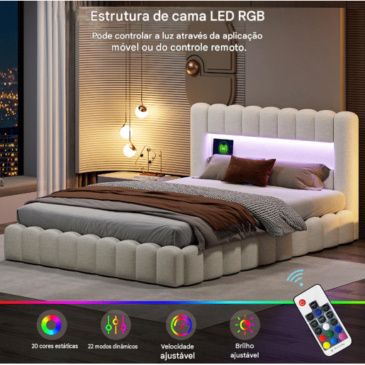 Cama estofada com função de carregamento USB e cabeceira de armazenamento LED, cama de armazenamento cama de casal hidráulica 160x200cm, estrutura de ripas de madeira, cama com estrutura de ripas de estrutura de metal, linho, bege Cama estofada com função de carregamento USB e cabeceira de armazenamento LED, cama de armazenamento cama de casal hidráulica 160x200cm, estrutura de ripas de madeira, cama com estrutura de ripas de estrutura de metal, linho, bege