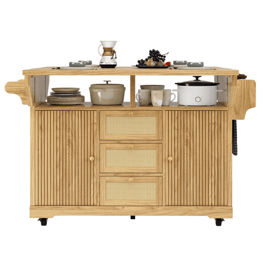 Carrinho de cozinha de 95 cm u2013 dobrável, com gavetas de rattan PE, altura ergonómica, com rodas, para cozinha, varanda e campismo u2013 madeira natural Carrinho de cozinha de 95 cm u2013 dobrável, com gavetas de rattan PE, altura ergonómica, com rodas, para cozinha, varanda e campismo u2013 madeira natural