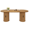 Mesa de jantar extensível 149,8-189,7 cm - arrumação oculta, puxadores metálicos - Castanho escuro