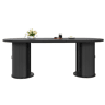 Mesa de jantar extensível 149,8-189,7 cm u2014 multifuncional, dobrável, com arrumação oculta e pegas metálicas u2014 Preto