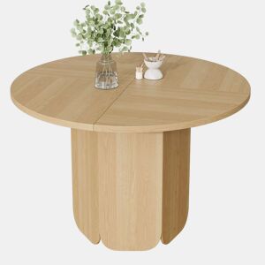 Mesa de jantar redonda 120x120 cm u2013 design escandinavo minimalista, resistente e à prova de riscos, para 4 a 6 pessoas u2013 cor carvalho