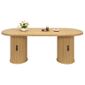 Mesa de jantar extensível 149,8-189,7 cm u2014 multifuncional, com arrumação oculta e puxadores metálicos, ideal para espaços pequenos u2014 Natural