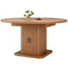 Mesa de jantar extensível 110u2013149,8 cm u2014 com arrumação, portas de correr e tampo removível u2014 cor de madeira