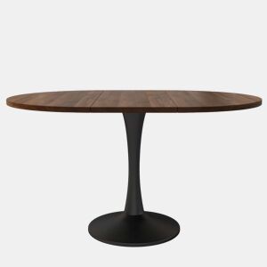 Mesa de jantar extensível 100140 x 100 x 75 cm u2013 design oval, moderno e minimalista u2013 cor de nogueira