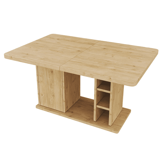 Mesa de jantar extensível 140180 x 80 cm u2013 para 6 a 8 pessoas, com espaço de arrumação, tampo grosso, estilo nórdico u2013 cor carvalho