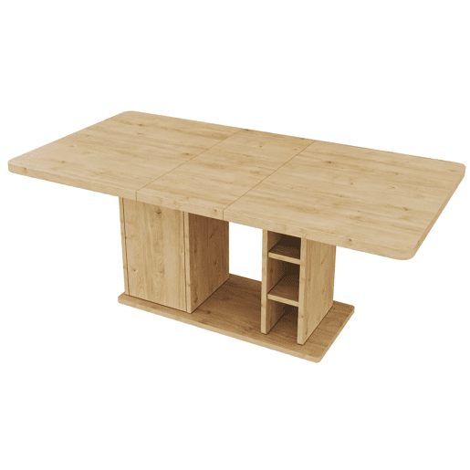 Mesa de jantar extensível 140180 x 80 cm u2013 para 6 a 8 pessoas, com espaço de arrumação, tampo grosso, estilo nórdico u2013 cor carvalho