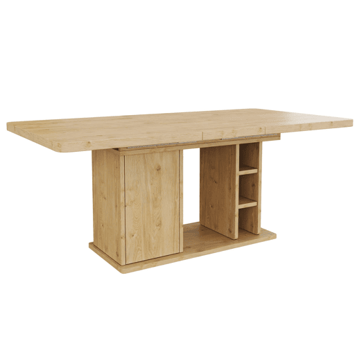 Mesa de jantar extensível 140180 x 80 cm u2013 para 6 a 8 pessoas, com espaço de arrumação, tampo grosso, estilo nórdico u2013 cor carvalho