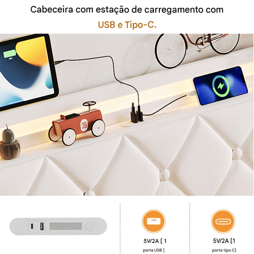 Cama estofada em veludo bege 90x200 cm com baú, cama com arrumação hidráulica, LED, porta de carregamento USB e Tipo-C, cama de solteiro com estrado de ripas. Cama estofada em veludo bege 90x200 cm com baú, cama com arrumação hidráulica, LED, porta de carregamento USB e Tipo-C, cama de solteiro com estrado de ripas.