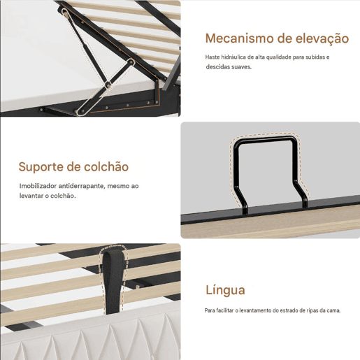 Cama estofada em veludo bege 90x200 cm com baú, cama com arrumação hidráulica, LED, porta de carregamento USB e Tipo-C, cama de solteiro com estrado de ripas. Cama estofada em veludo bege 90x200 cm com baú, cama com arrumação hidráulica, LED, porta de carregamento USB e Tipo-C, cama de solteiro com estrado de ripas.