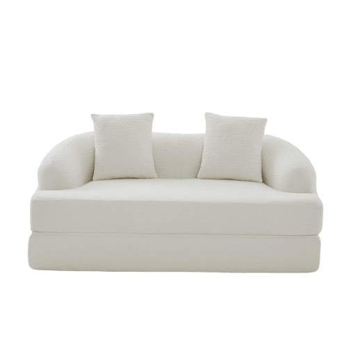 Sofá-cama rápido 2 em 1 de 2 lugares - convertível, com duas almofadas, dobrável, versátil para a sala de estar e o quarto de hóspedes - chenille bege Sofá-cama rápido 2 em 1 de 2 lugares - convertível, com duas almofadas, dobrável, versátil para a sala de estar e o quarto de hóspedes - chenille bege