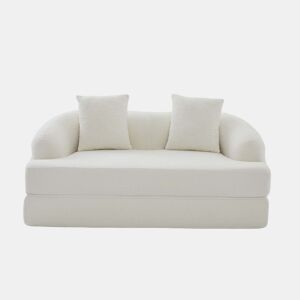 Sofá-cama rápido 2 em 1 de 2 lugares - convertível, com duas almofadas, dobrável, versátil para a sala de estar e o quarto de hóspedes - chenille bege