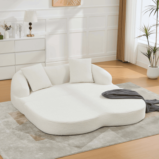 Sofá-cama rápido 2 em 1 de 2 lugares - convertível, com duas almofadas, dobrável, versátil para a sala de estar e o quarto de hóspedes - chenille bege Sofá-cama rápido 2 em 1 de 2 lugares - convertível, com duas almofadas, dobrável, versátil para a sala de estar e o quarto de hóspedes - chenille bege
