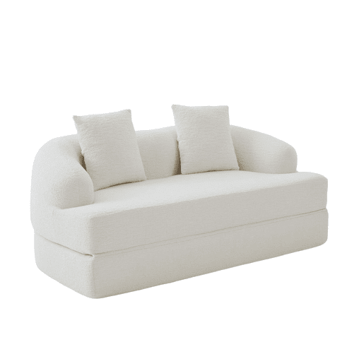 Sofá-cama rápido 2 em 1 de 2 lugares - convertível, com duas almofadas, dobrável, versátil para a sala de estar e o quarto de hóspedes - chenille bege Sofá-cama rápido 2 em 1 de 2 lugares - convertível, com duas almofadas, dobrável, versátil para a sala de estar e o quarto de hóspedes - chenille bege