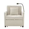 Poltrona-cama 2 em 1 individual u2014 com almofada, mesinha lateral, bolsos laterais e saco de arrumação u2014 Chenille bege