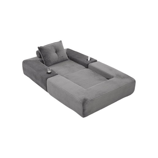 Sofá-cama individual - 1 lugar, assento em espuma de alta densidade e molas ensacadas, bolso lateral e porta-copos, encosto estável, montagem fácil - Cinza escuro Sofá-cama individual - 1 lugar, assento em espuma de alta densidade e molas ensacadas, bolso lateral e porta-copos, encosto estável, montagem fácil - Cinza escuro