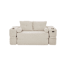 Sofá-cama de 2 lugares - em veludo, com espuma de alta densidade, molas, almofadas Memory, porta-copos e bolsos laterais - Bege
