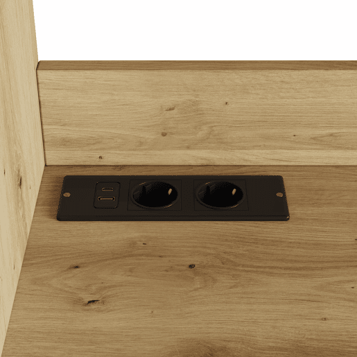 Aparador alto para sala de jantar 120x40x178 cm - arrumação em várias camadas com tomada integrada e portas USB-C e USB-A - madeira Aparador alto para sala de jantar 120x40x178 cm - arrumação em várias camadas com tomada integrada e portas USB-C e USB-A - madeira