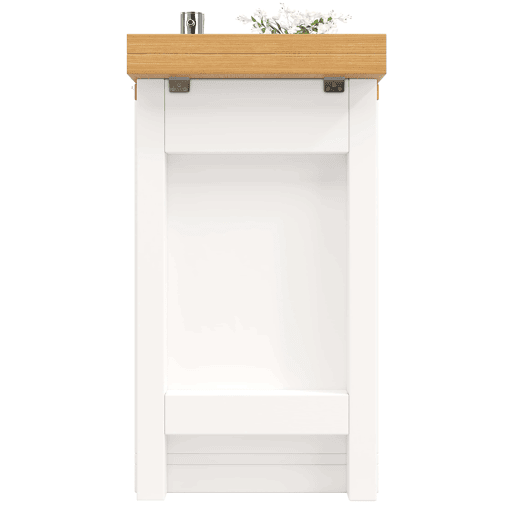 Ilha de cozinha 120u2013197 cm - giratória a 360°, portas de correr estilo celeiro, 2 gavetas e prateleiras ajustáveis - Branco