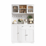 Armário vitrina 103,5 x 40 x 180 cm u2013 com porta, prateleiras ajustáveis e painel perfurado u2013 branco
