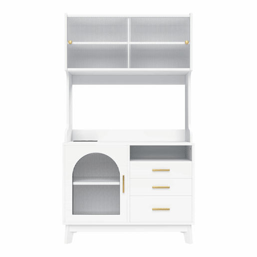 Aparador alto para sala de jantar 100,5 x 40 x 178 cm - arrumação em várias camadas com tomada integrada e portas USB-C e USB-A - branco Aparador alto para sala de jantar 100,5 x 40 x 178 cm - arrumação em várias camadas com tomada integrada e portas USB-C e USB-A - branco