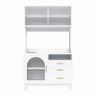Aparador alto para sala de jantar 100,5 x 40 x 178 cm - arrumação em várias camadas com tomada integrada e portas USB-C e USB-A - branco