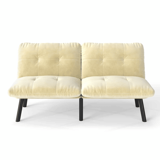 Sofá de 2 lugares - moderno, dobrável, com função de cama - creme