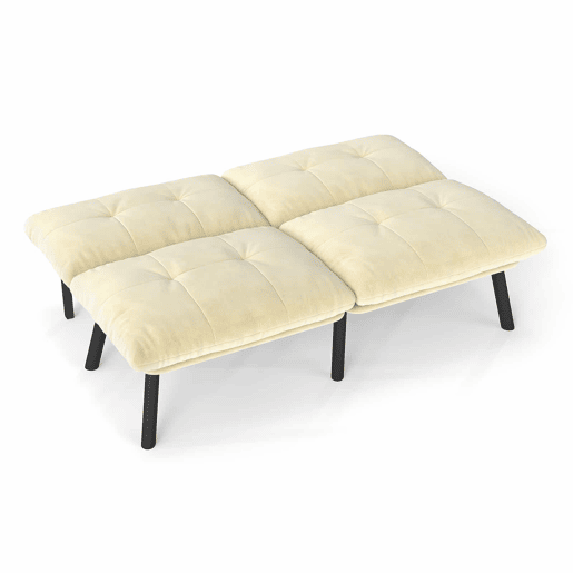 Sofá de 2 lugares - moderno, dobrável, com função de cama - creme