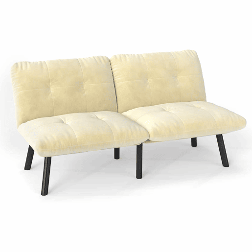 Sofá de 2 lugares - moderno, dobrável, com função de cama - creme