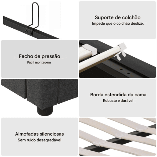 Cama estofada de 160x200 cm com iluminação LED, cama com arrumação e 2 gavetas, capa de linho cinza, cama de casal com estrado de ripas. Cama estofada de 160x200 cm com iluminação LED, cama com arrumação e 2 gavetas, capa de linho cinza, cama de casal com estrado de ripas.
