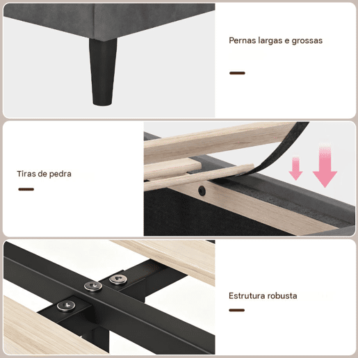 Cama estofada em veludo 90x200 cm com 2 gavetas, iluminação LED, porta de carregamento USB e Tipo-C, cama com arrumação, sofá-cama 2 em 1 (cama ou sofá), estrutura ripada, cinza Cama estofada em veludo 90x200 cm com 2 gavetas, iluminação LED, porta de carregamento USB e Tipo-C, cama com arrumação, sofá-cama 2 em 1 (cama ou sofá), estrutura ripada, cinza