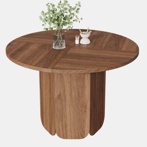 Mesa de jantar redonda 120x120 cm - Design clássico escandinavo minimalista, resistente e à prova de riscos, para 4 a 6 pessoas - Nogueira