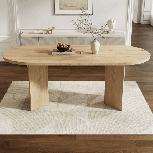 Mesa de jantar 200x90 cm u2013 cantos arredondados, tampo grosso, estilo simples para 6-8 pessoas u2013 cor de carvalho Mesa de jantar 200x90 cm u2013 cantos arredondados, tampo grosso, estilo simples para 6-8 pessoas u2013 cor de carvalho