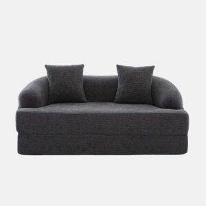 Sofá-cama de 2 lugares - sofá-cama duplo dobrável 2 em 1 com 2 almofadas - chenille multifuncional para a sala de estar e o quarto de hóspedes - cinzento escuro
