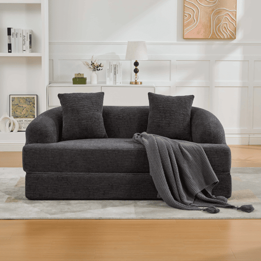 Sofá-cama de 2 lugares - sofá-cama duplo dobrável 2 em 1 com 2 almofadas - chenille multifuncional para a sala de estar e o quarto de hóspedes - cinzento escuro Sofá-cama de 2 lugares - sofá-cama duplo dobrável 2 em 1 com 2 almofadas - chenille multifuncional para a sala de estar e o quarto de hóspedes - cinzento escuro
